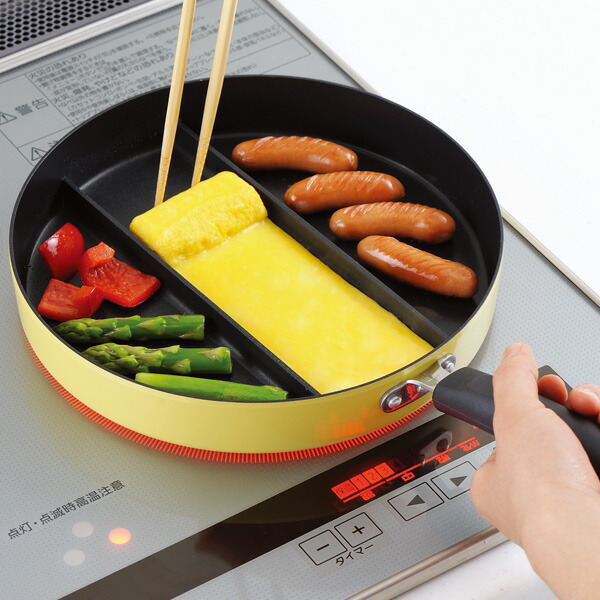 【楽天市場】センターエッグトリプルパン送料無料 フライパン 時短 仕切り付きフライパン キャラ弁 フライパン お弁当 玉子焼き IH対応