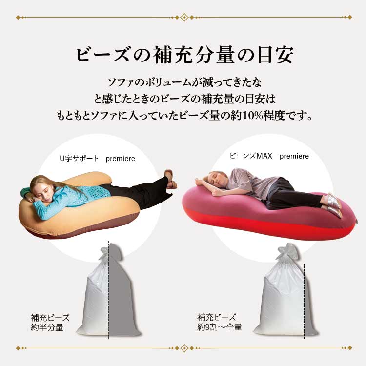 ビーンズMAXプレミアウルトラゴールデン補充ビーズ750g補充用ビーズ補充ビーズビーズ中材ビーンズMAXプレミアU字サポートMAXプレミアビーンズMAXプレミアビーンズマックス日本製クッションビーズクッション用【D】