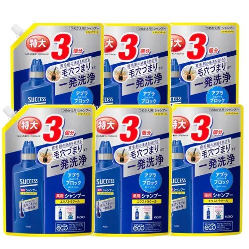 [6個セット]サクセス 薬用シャンプー エクストラクール つめかえ用 大容量 960ml 送料無料 花王 サクセス シャンプー 詰め替え用 メンズ まとめ買い 汚れ メントール 医薬部外品 Kao｜ポムプラス