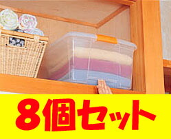 【8個セット】 収納ケース 収納ボックス クリアボックス 衣装ケース プラスチック コンテナ 蓋付 フタ付 取っ手付 Lサイズ浅型 透明 クローゼット 押し入れ 服 衣類収納 天袋 アイリスオーヤマ 高い所ボックス TB-64 *|ポムプラス