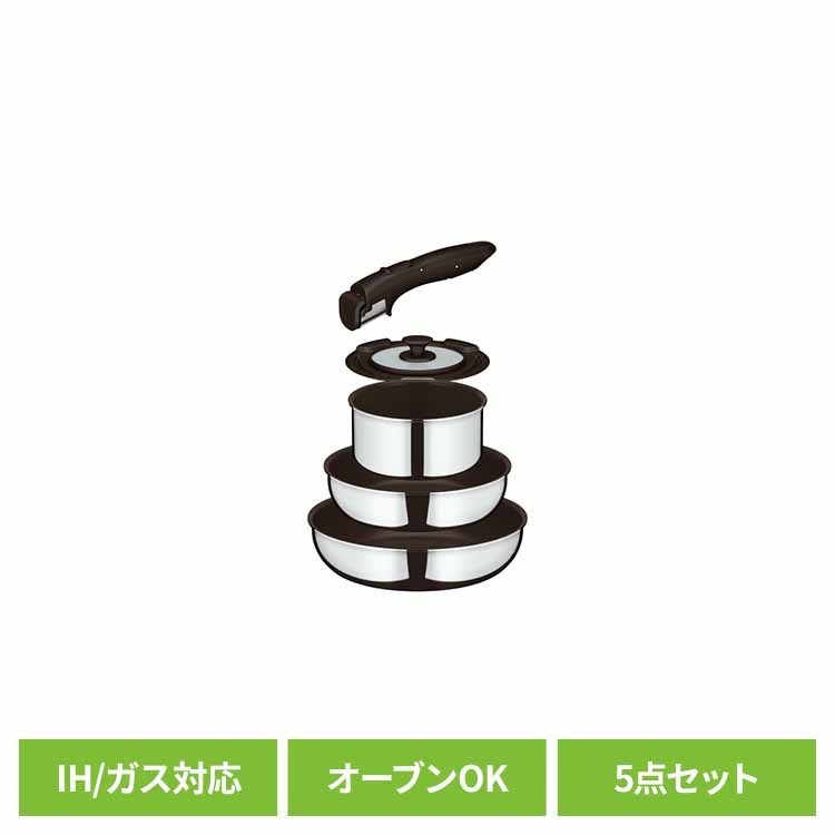 取っ手のとれるフライパン5点セット FAステンレス ステンレス KSF-5A S フライパンセット サーモス セット 取っ手が取れる 食洗器対応 IH ガス オーブン 洗いやすい 新生活 サーモス株式会社