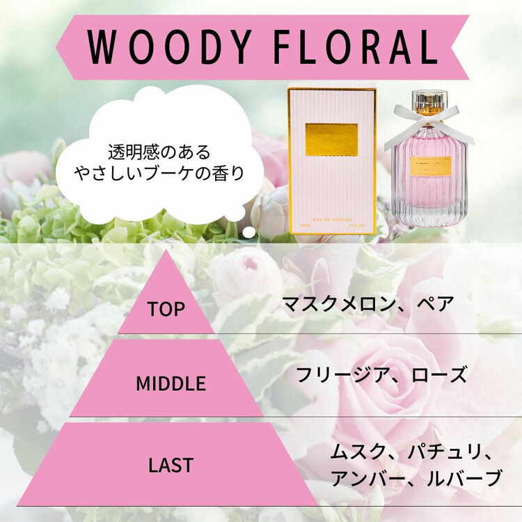 楽天市場 マッセモリー オードトワレ ウッディフローラル 50ml 香水 フレグランス ボディミスト 透明感 花の香り フローラル ローズ ブーケ プチプラ Massemolly D B わくわく堂