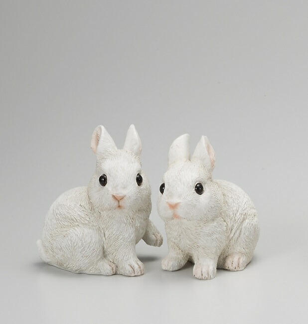 楽天市場】うさぎの置物 なかよしうさぎの4点セット ホワイト 動物
