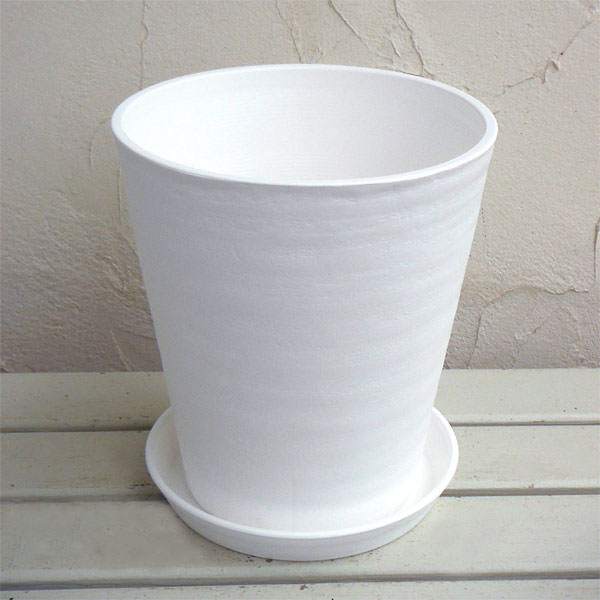 楽天市場】陶器鉢＆受け皿セット『白陶器鉢 8号 丸 受皿付き』直径23.5