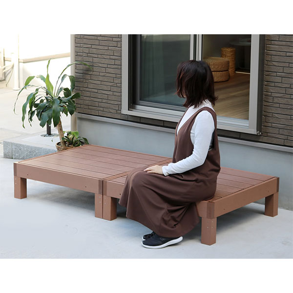 [送料無料]人工木ウッドデッキ ｅｃｏｆｅｅｌ（エコフィール） ２台 ライトブラウン（PWDE-2P-LBR）