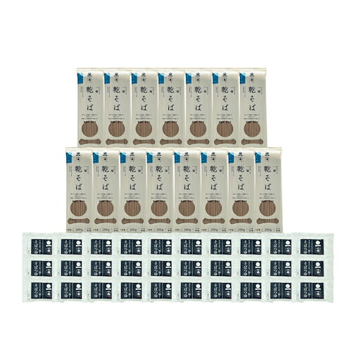 【直送・同梱不可】 乾そば200g(2人前)×15袋＋めんつゆ60g(1人前)×30袋 奥出雲「一福」 製麺地（長野県） 小麦粉（国内製造） 賞味期限：麺2026年11月3日、つゆ2026年12月2日 [5]