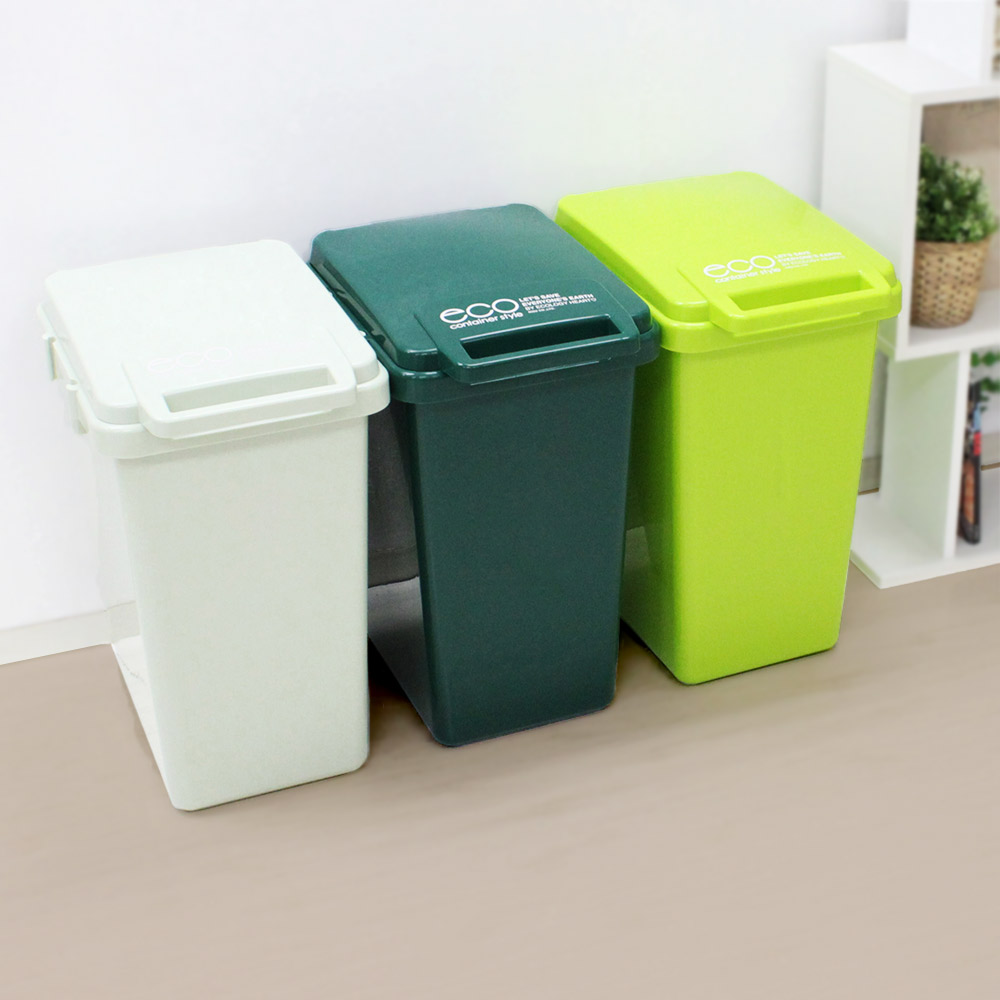 日本製 ゴミ箱 45L 連結ワンハンドペール 3個セット | ごみ箱 ダストボックス 連結 屋外 屋内 付 スリム ごみ ゴミ ふた付き 外置き 45リットル 外用 外用ゴミ箱 キッチン 屋外用ゴミ箱 四角 セット 大容量|ENICY
