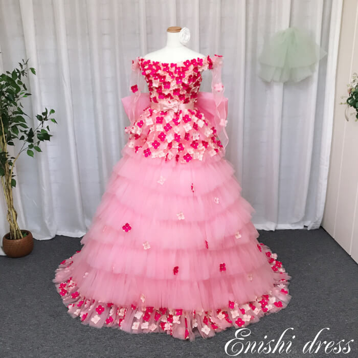 エレガント ウェディングドレス カラードレス ピンク カラードレス パーティー 豪華 色変更 色変更 キラキラ ピンク 二次会 チュール 結婚式 ビーズ 花柄 パーティー 花嫁ドレス ビーズ かわいい 前撮り 披露宴 色変更 バックリボン キラキラ 花柄 ウェディングドレス ピンク