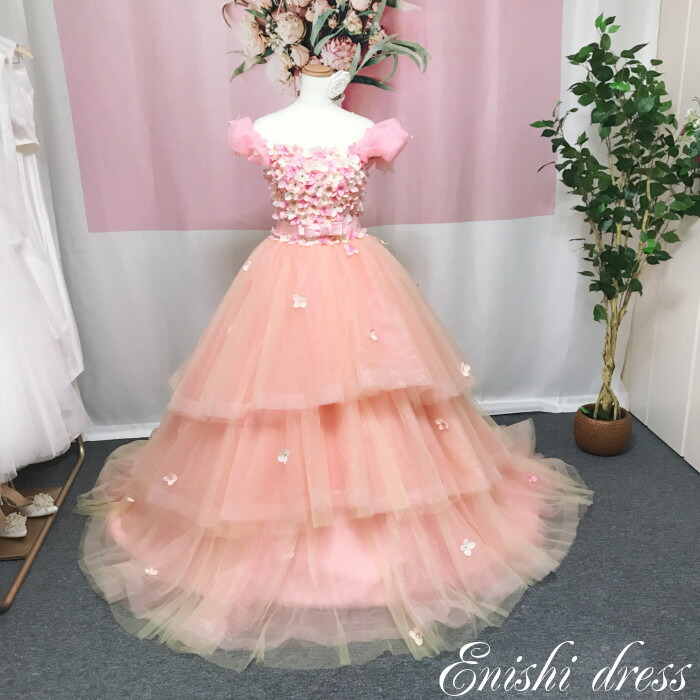 結婚式 披露宴 ウエストリボン ウェディングドレス リボン 前撮り 披露宴 パーティー カラードレス ふわふわ カラフル 二次会 ワンショルダー 色変更可 花柄 かわいい インスタ映え 装飾 ボリューム リボン ウェディングドレス カラードレス ワンショルダー 色変更可 花柄