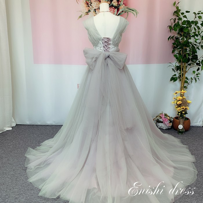 ウェディングドレス カラードレス バックリボン グラデーションドレス 2way ボレロ サッシュベルト 二次会 花嫁 ハンドメイド ドレス サッシュ ベルト 前撮り 後撮り フォトウェディング 結婚式 披露宴 パーティー かわいい エレガント 豪華 色変更 サイズオーダー