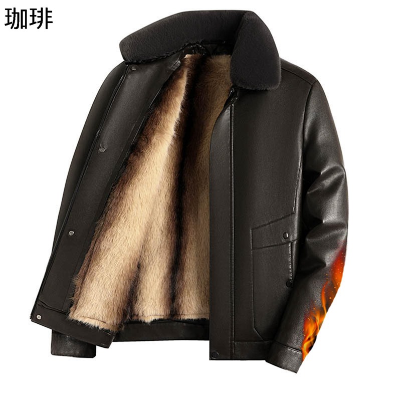 メンズ エコ革ジャン ライダースジャケット レザージャケット 裏起毛 厚手 大きいサイズ フェイクレザー 防寒コート 体型カバー ジッパー 秋着 冬服 バイクジャケット 防水 お父さん シニア 年寄り