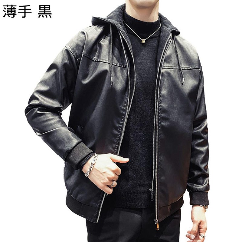 フェイクレザージャケット フード付き メンズ ライダース ジャケット 防寒 防風 保温性 ブルゾン コート 大きいサイズ 秋冬用 バイク ビジネス ストリート 通勤通学 フライトジャケット 撥水加工｜magnifico18
