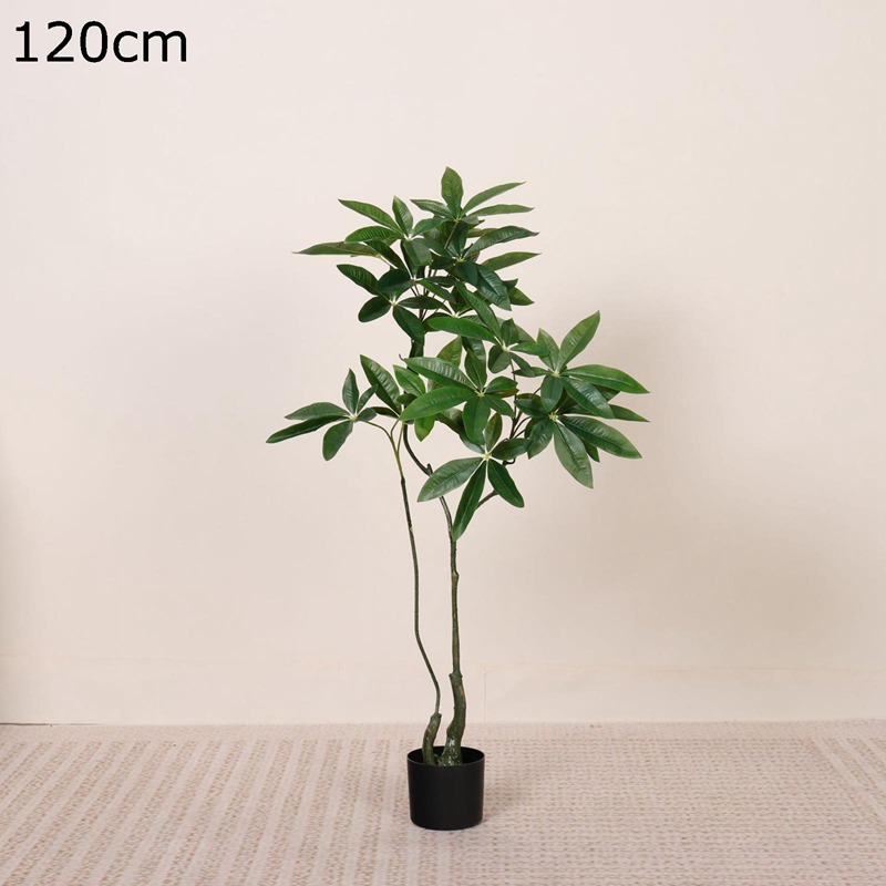 パキラ 人工観葉植物 フェイクグリーン 観覧植物 造花 黒いプラスチック鉢 店舗 風景 家庭 室内 裏庭 大型 モダン空間に最適 プレゼント 引っ越し祝い 結婚 お世話不要 お手入れやすい