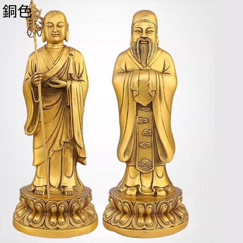 憫公道明 風水グッズ ペア 一対 立像 置物 真鍮製 仏像 縁起物 開運グッズ 運気アップ 祈願 福運 仕事運 お守り 魔除け 工芸品 デスク飾り インテリア オブジェ リビングルーム ホーム 書斎