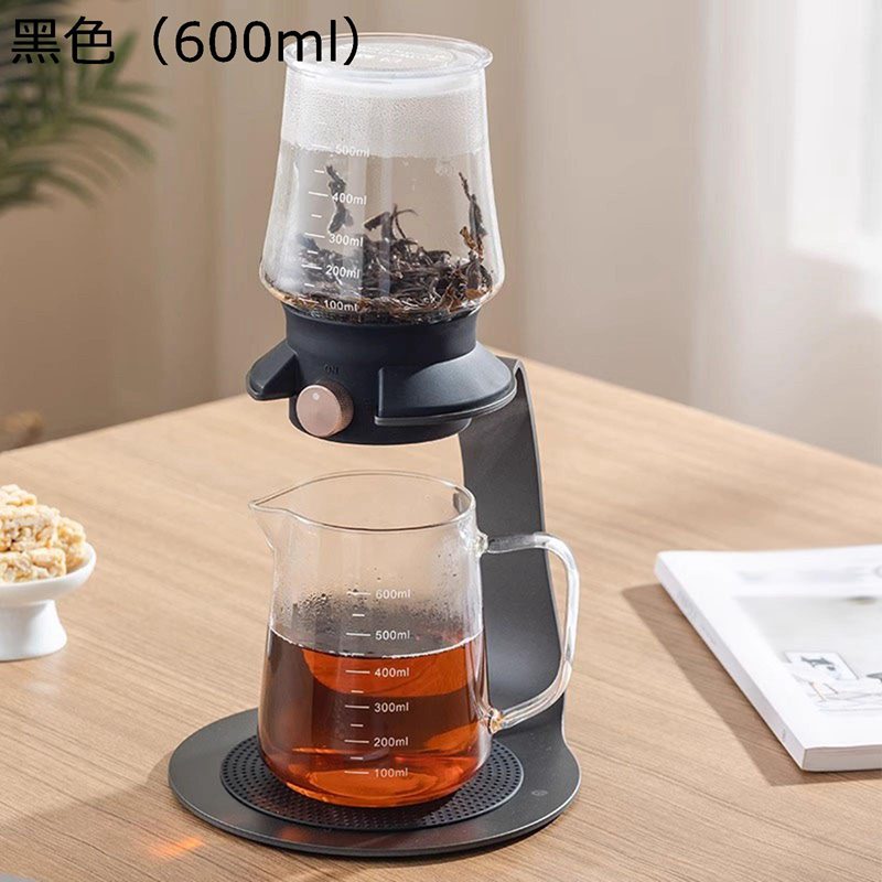 ティーポット 耐熱ガラス 半自動 ティーセット 3体分割 茶道具 急須 磁気 回転カバー ティーメーカー クリア 紅茶 緑茶 日本茶 カップ付き 番茶器セット 業務用 携帯用 ギフトセット