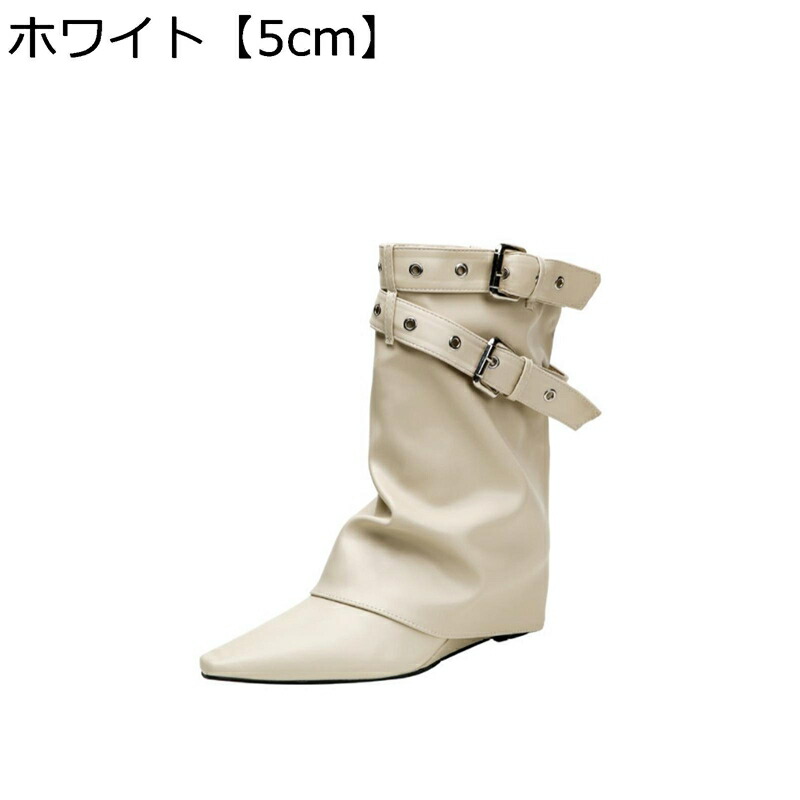 秋 冬ブーツ ミドルブーツ レディースブーツ バックル ポインテッドトゥ ギャル かっこいい ストリート ドレープ ショート 滑り止め ルーズ おしゃれ フェミニン 撥水 軽便 歩きやすい 柔軟