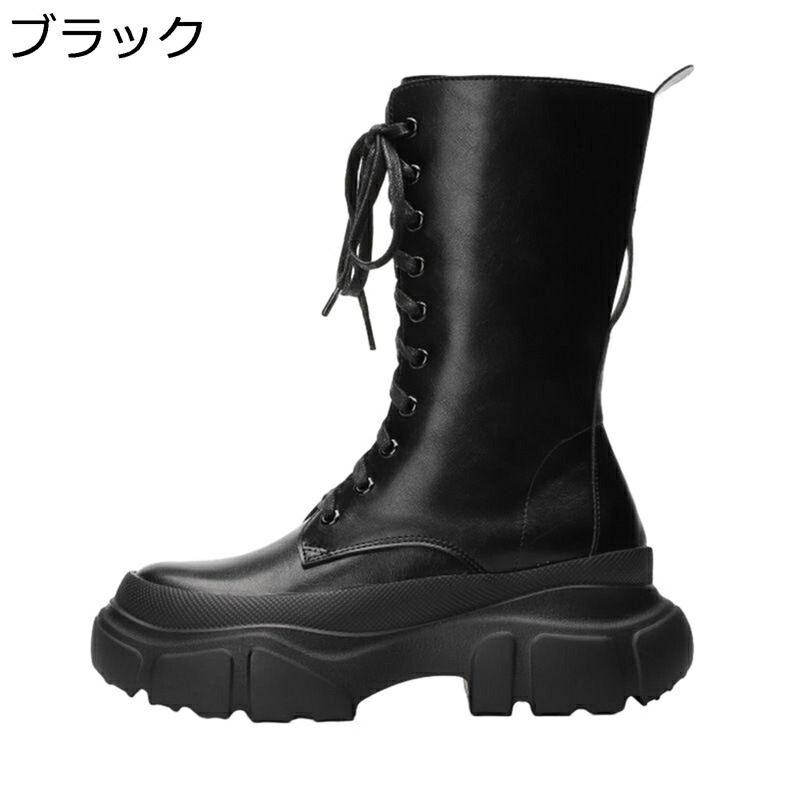 編み上げブーツ 厚底ブーツ 6.5cm 秋冬着 ショートブーツ 身長アップ サイドジッパー レディース ショート 滑りにくい ハイカット 簡約 イングランド風 オシャレ スリム 撥水 軽便 歩きやすい 柔軟