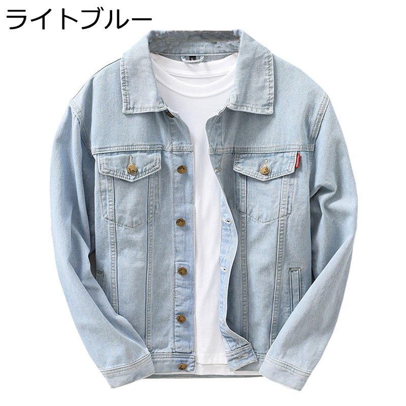 デニムジャケット メンズ 長袖 マルチポケット フィット ショート丈 カジュアル ヴィンテージ 春秋 ボタン付き 前開き カッコイイ トップス お出掛け 就活 ジョギング ハイキング