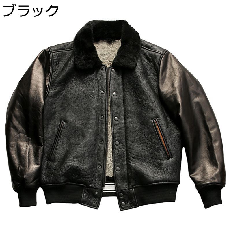 本革ジャケット 皮毛一体 メンズ フリースジャケット 羊革 レザーコート 防風 革ジャン 厚手 バイク バイカー 防寒 ブルゾン 秋冬 ジップアップ アウトドア ライダース