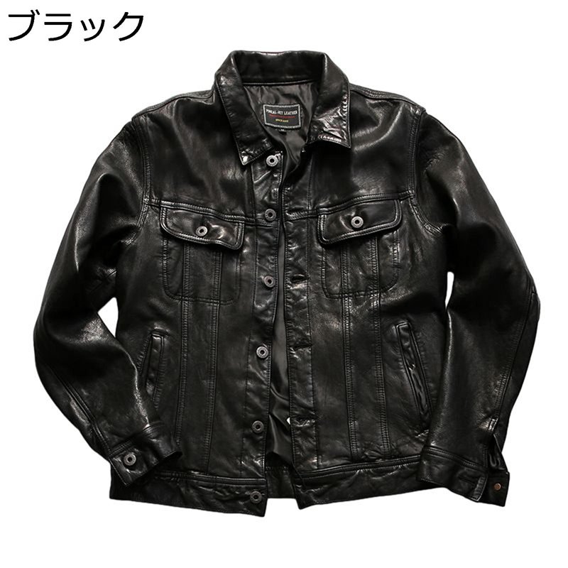 レザージャケット 羊革 メンズ ライダースジャケット カジュアル 防寒 防風 本革コート ブルゾン 秋服 ヴィンテージ 男性 アウター カウボーイ アウトドア バイク用