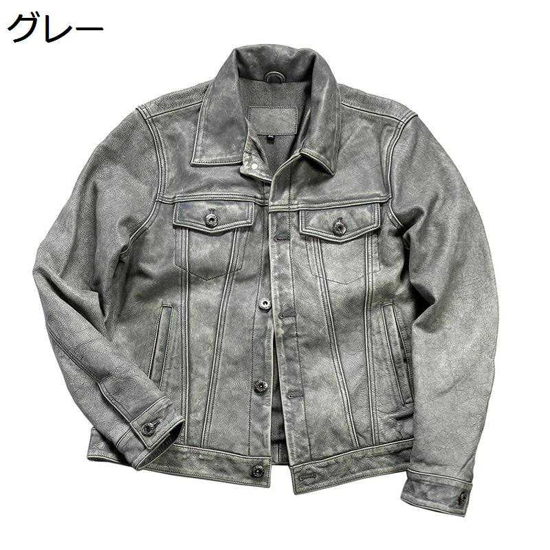 本革ジャケット メンズ カウボーイ ライダースジャケット 牛革 カジュアル 防風防寒 レザーコート ブルゾン 秋服 ヴィンテージ 男性 アウター 通勤 作業 アウトドア