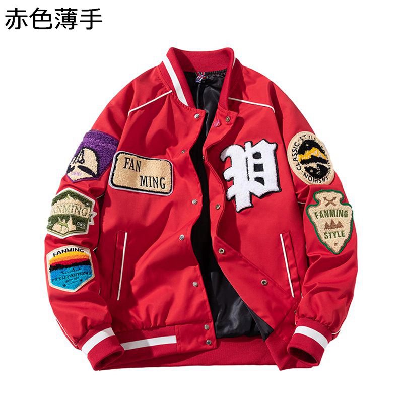 前掛け MA-1上衣 スカジャン メンズ アウター 秋冬 長袖 遊撃手 ゆったり ヴィンテージ 濫りがわしい 男女兼用 紋章付 流行り物 防寒防風 上衣 アメカジ 原宿風 表どおり系