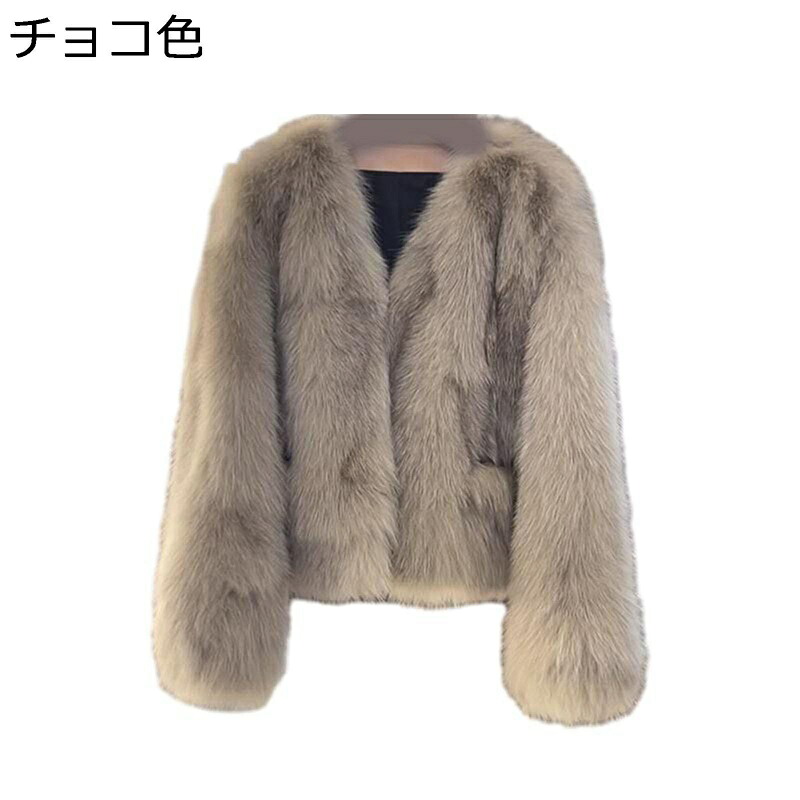 フェイクファージャケット 獣の皮厚地の外套 レディース ファーアウター 防寒防風 分かりやすい 冬季 雅びやか Vのど首 ふわふわ 上衣 朦々たる お呼ばれ かき鳴らす会 心地よい お上さんっぽい