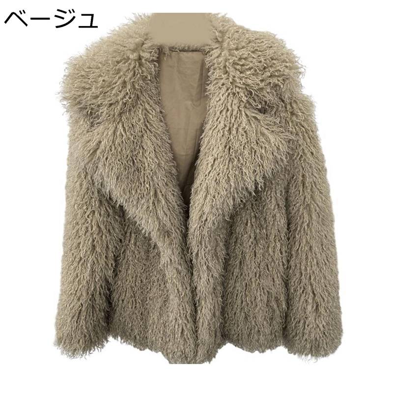 毛皮コート ファージャケット ショートアウター レディース エコファー シャギー 防風保温 モコモコ 毛皮ブルゾン あったかい エレガント 秋 冬 ベーシック カジュアル 通勤通学 披露宴｜magnifico18