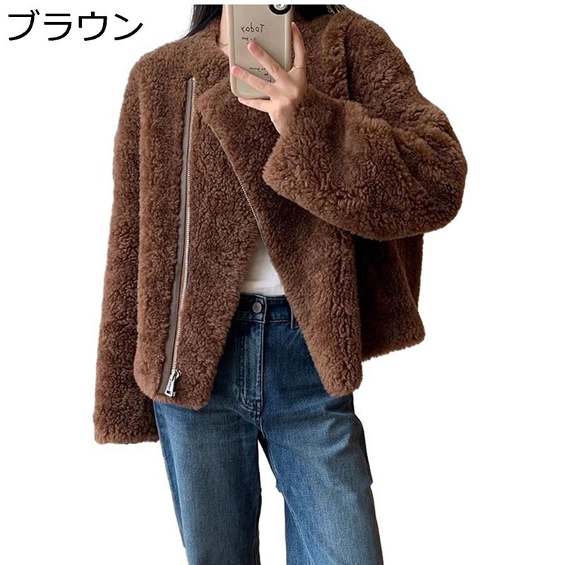 毛皮コート フェイクファージャケット レディース エコファー ショート丈アウター 保温防風性 防寒 優雅 もふもふ 毛皮ブルゾン 着痩せ 秋冬物 おしゃれ 二次会 披露宴 韓国ファッション