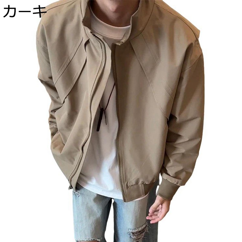 ウインドブレーカー メンズ 立ち襟 フライトジャケット カジュアル ショート丈 ジャンパー ブルゾンアウター 薄手 防寒 防風 ジッパー お洒落 アウトドア キャンプ バイク