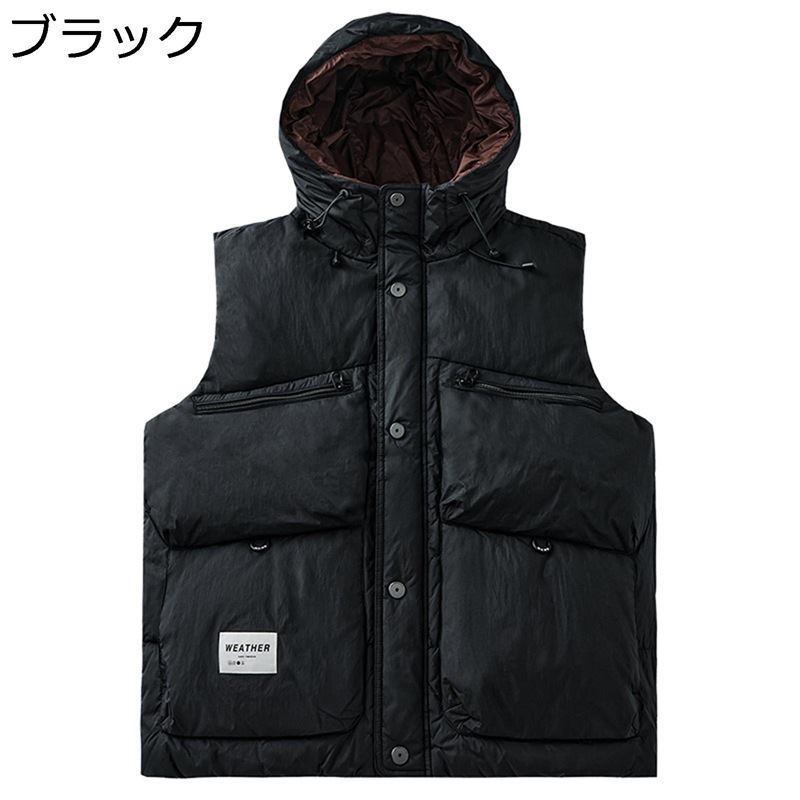 ダウンベスト メンズ 秋冬服 ノースリッブ フード付き 厚い 暖かい 通気性 多ポケット 柔らかい 大きいサイズ スポーツ カジュアル ゆったり おしゃれ アウター 入社式 旅行 オフィス|magnifico18