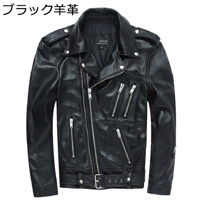 レザージャケット 本革 メンズ ライダースジャケット スリム 革ジャン 保温 防風防寒着 ブルゾン 春秋冬 ファスナー バイク 軽量 上着 オートバイ 通勤 ワーク