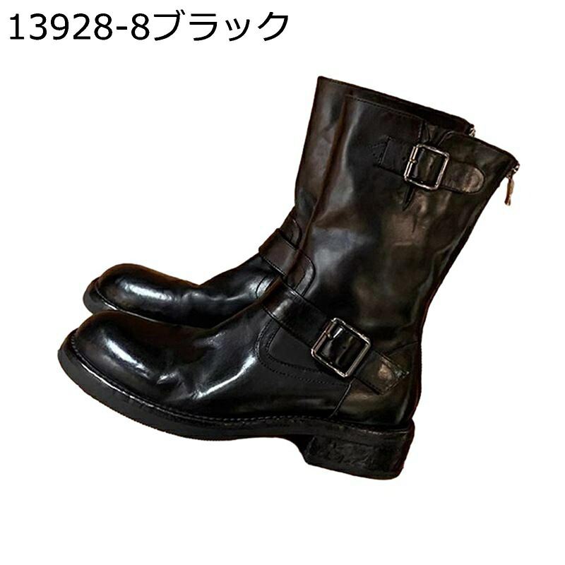 ブーツ レディース ミドルブーツ ハイカット 短靴 レザー ダブルベルト バックジップ 細見え 安定感 秋用 着回し 柔らか 防滑 ソフト フィット アメカジ 通勤 イベント カジュアル アウトドア