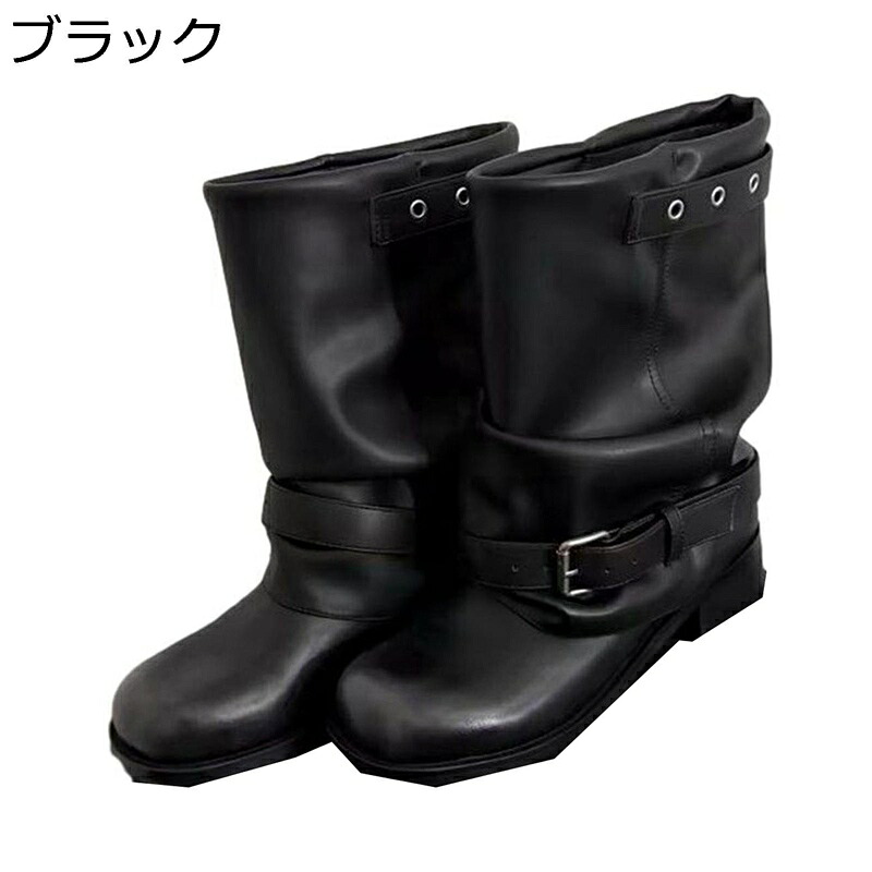 ウェスタンブーツ ゆったり筒 ショートブーツ レディース ベルト付き 秋冬 レザー シンプル 美脚 脚長 防滑 ソフト 袴用 おしゃれ 柔らかい セクシー 大人 短靴 カジュアル パーティ 旅行｜magnifico18