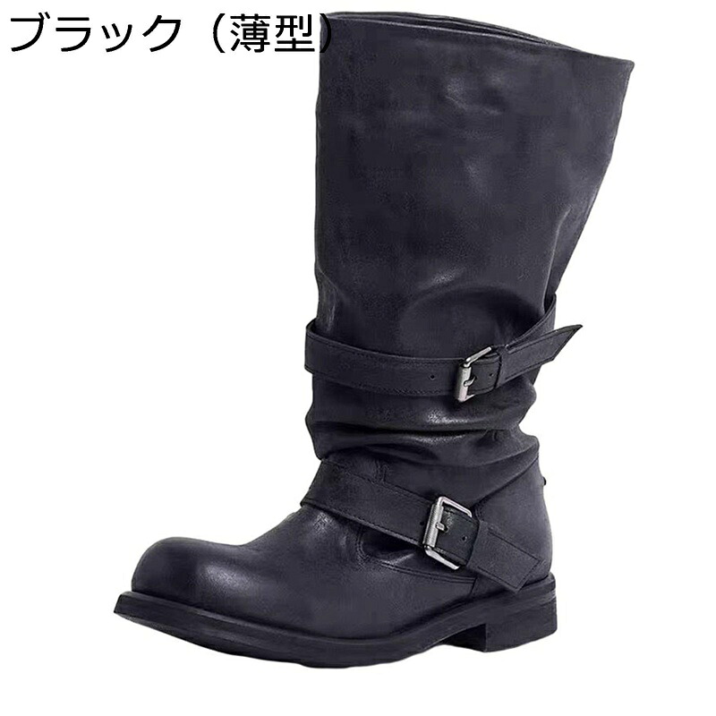ジョッキーブーツ 膝高 ロングブーツ レディース 秋冬 くしゅくしゅ クロスストラップ ゆったり筒幅 足細 滑り止め ソフト 歩きやすい 幅広 クラシック アメカジ 袴用 コスプレ 通勤 キャラ 長靴｜magnifico18