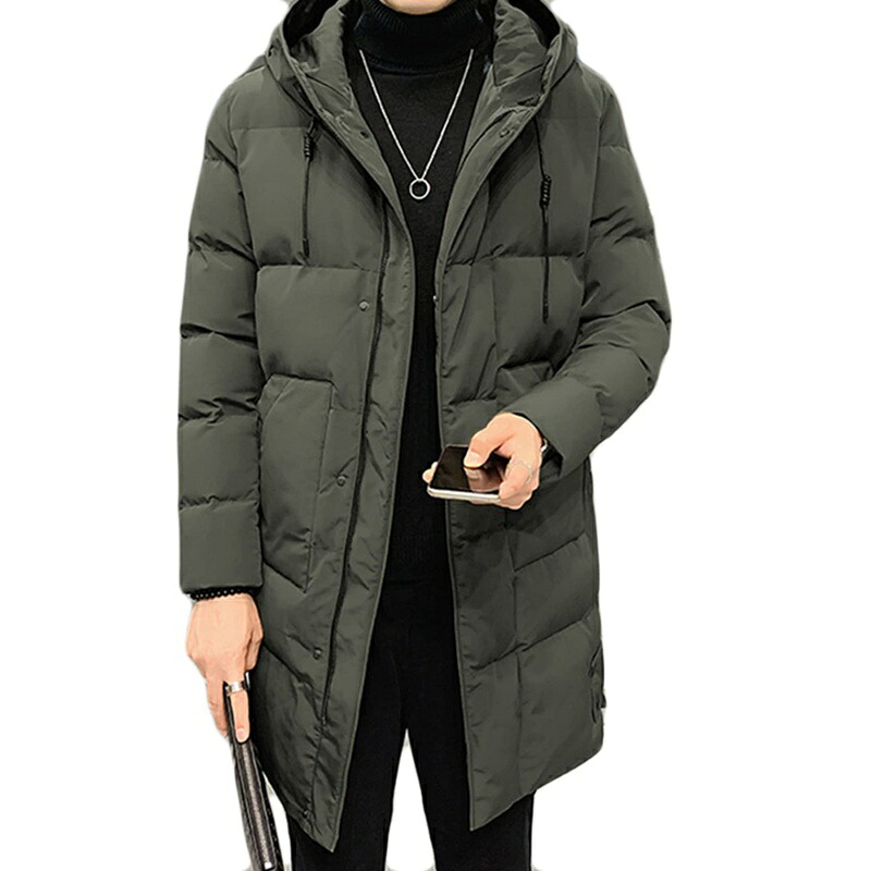 ロング ダウンジャケット メンズ 秋冬 暖かい フード付き コート 防寒 レジャー ジッパー ジャケット 冬服 コート ジャケット 大きいサイズ 冬 軽量 中綿 防寒 保温 体型カバー お尻カバー キ|magnifico18