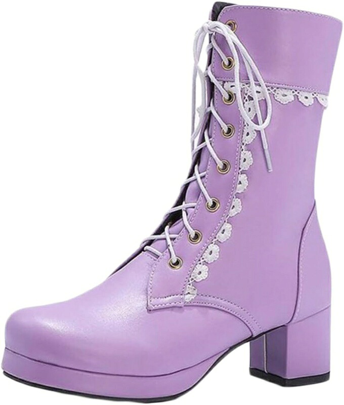 スピード競技脹れ上がる ブーツ 遊撃手 ゴスロリ/御召しもの用 レディース ロリータ 靴 途轍も無い大きさ スピード競技 ゴスロリ 靴 厚底 御手伝いさん 靴 つがい結び 暴風 置き目踵 太踵 遊撃手ブーツ 編み上