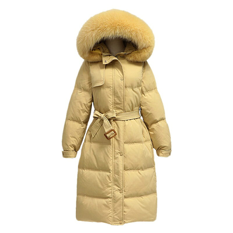 ファー付き フード ベンチコート ロングダウンコート レディース ダウンコート 中綿入り ダウンジャケット 冬服 防寒着 あったか 大きいサイズ aライン ウェストベルト エレガント アウター 防寒