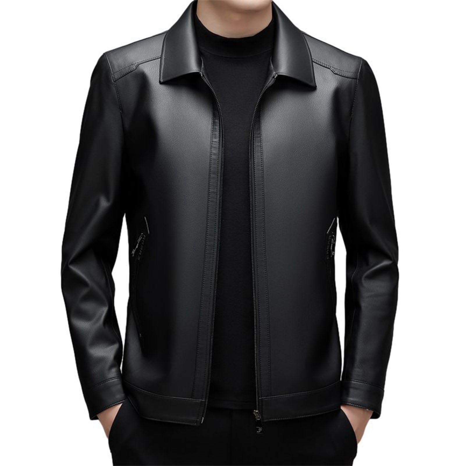 本革ジャケット メンズ ラムレザー ライダースジャケット 革ジャン レザージャケット リアルレザー 本革コート 秋服 秋 秋冬 無地 ビジネスジャケット 紳士 ステンカラー 防風 防寒 保温