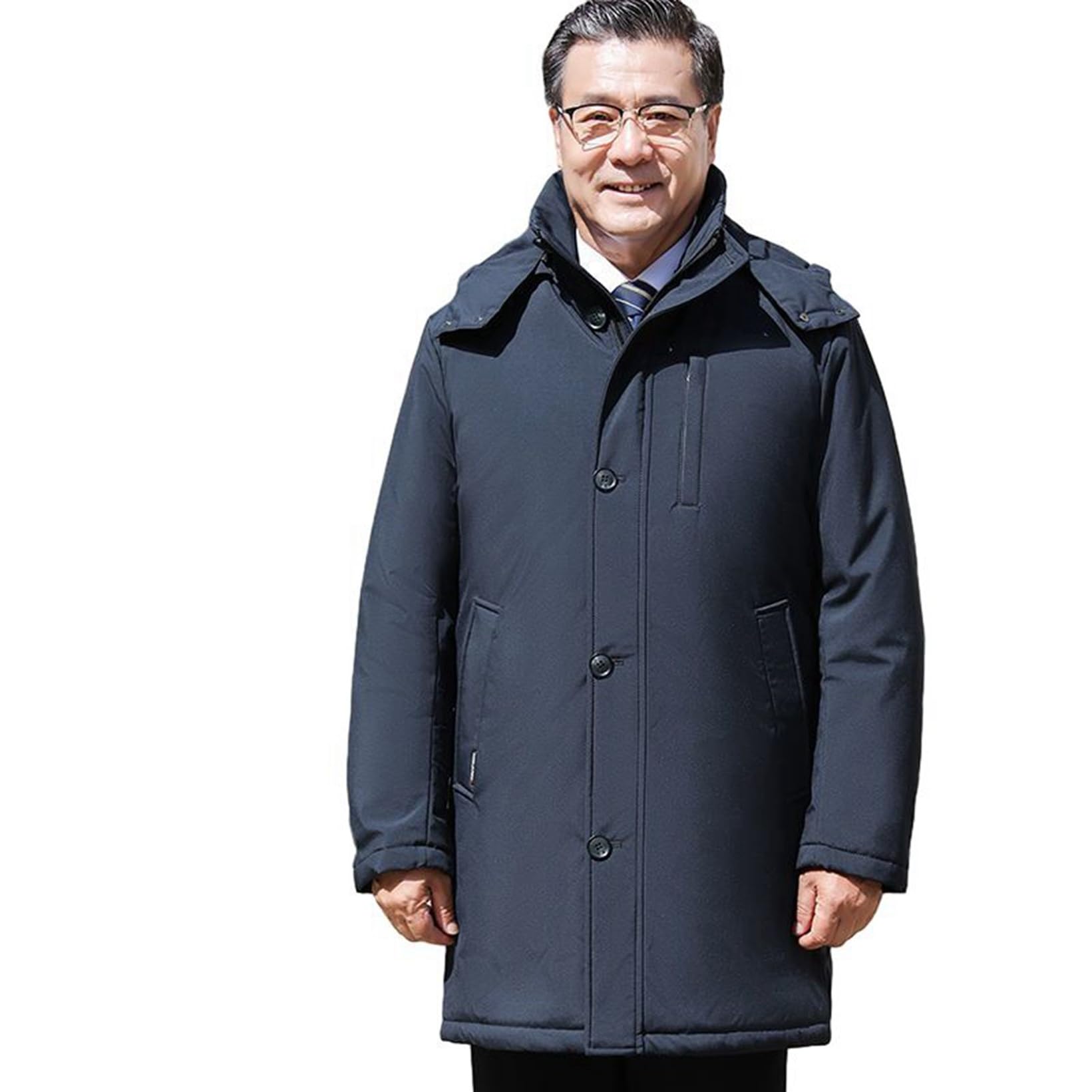 ロング丈 ダウンジャケット メンズ ダウンコート ステンカラー M-5XL 無地 保温性 冬服 カジュアル ファー襟付き シニアアウター 高齢者 お年寄り 厚手 着膨れせず 防寒 アウター ビジネス向｜magnifico18 12,223円