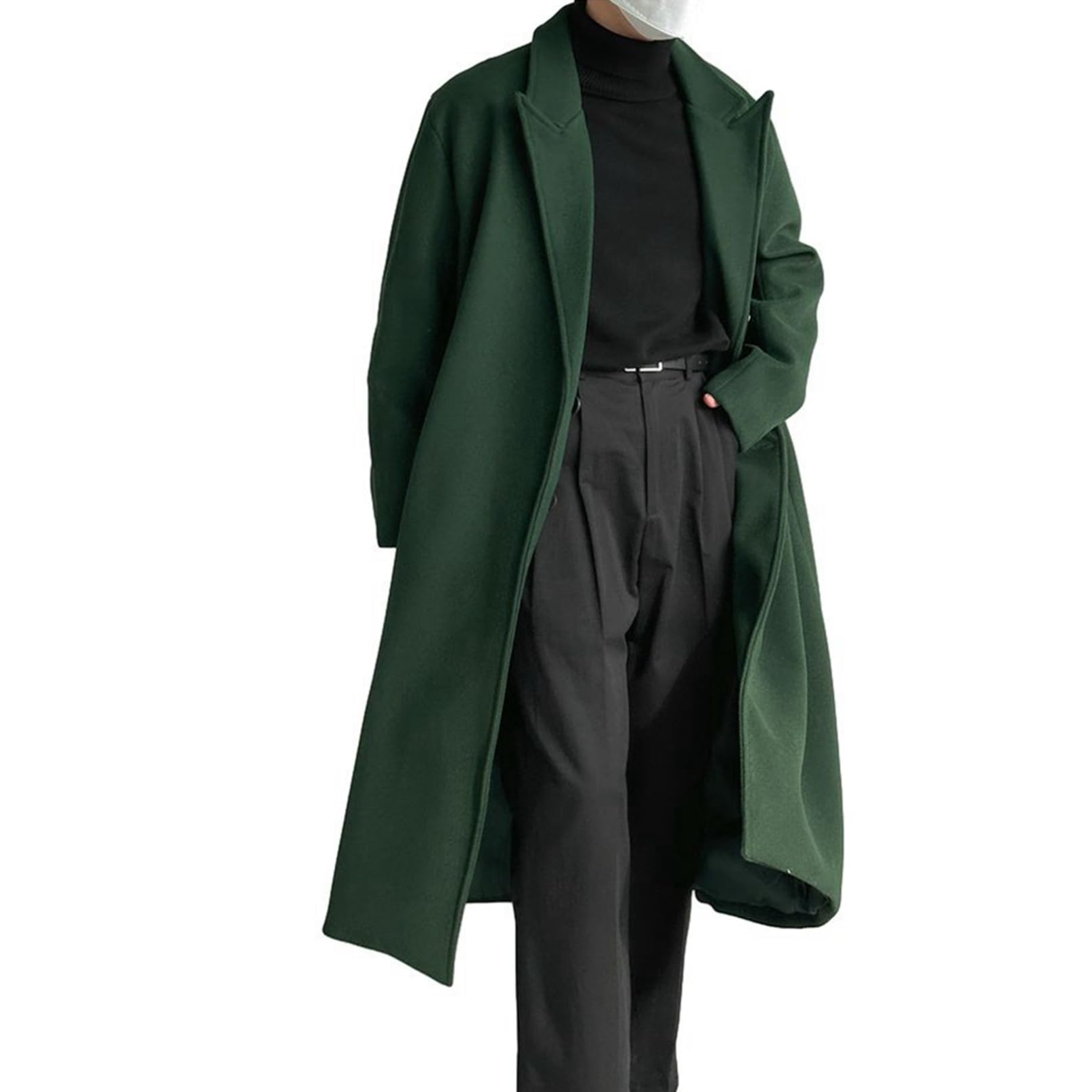 ロングコート チェスターコート メンズ ロングコート ラシャコート 緑 グリーン M~2XL 膝下丈 ポケット ゆったり アウター カジュアル おしゃれ 韓国 ファッション 保温性 ゆったり 厚手 羽
