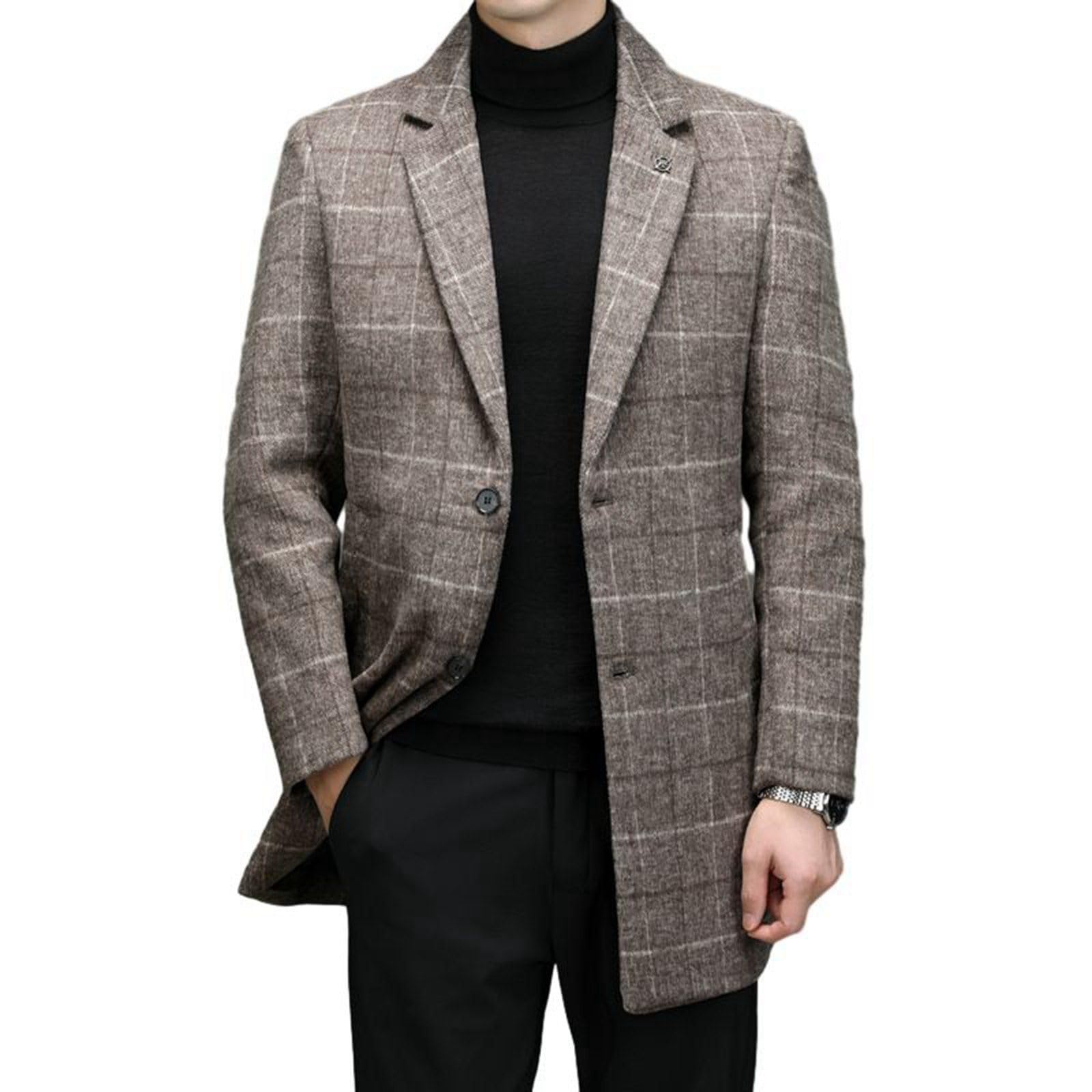 ラシャジャケット メンズ Pコート チェスターコート チェック 格子柄 テーラード 中長丈 秋冬服 保温 防寒対策 シンプル 紳士着 ブレザー ウール混紡 きれいめ ゆる カジュアル フォーマル