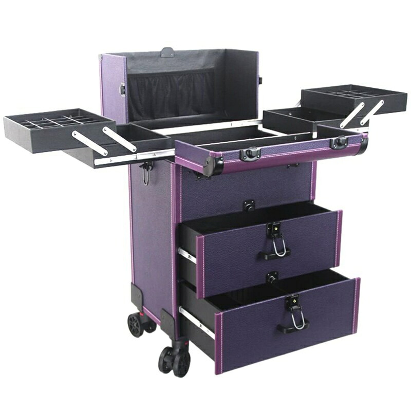 収納ボックス メイク箱 業務用 大容量 メイクケース アルミ合金 キャスター付き メイクキャリーケース 仕切り付き ツール箱 メイク用具たくさん収納 ヘアスタイリストメイクアップケース トラベル 旅行