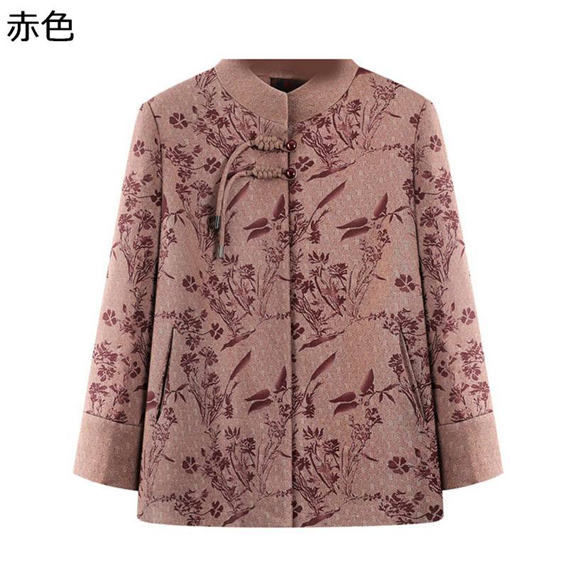 唐装 チャイナ服 レディース 春秋 長袖 花柄 プリント ポケット付き 前開き カジュアル 婦人服 シニア おばあちゃん キレイめ エレガント 結婚式 通勤 40代 50代 60代 70代 80代