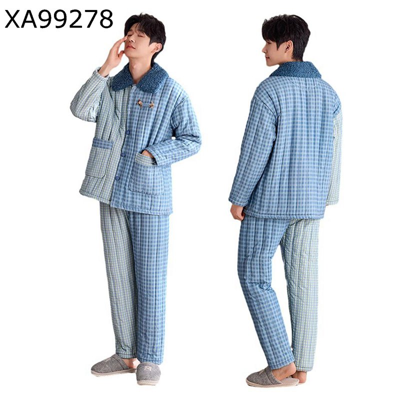 中綿パジャマ メンズ 冬 ルームウェア 裏ボア 綿服 ナイトウェア 前開き ラペル 上下セット 長ズボン 厚手 寒さ対策 暖かい 肌に優しい ワイド おしゃれ 男性用 お出かけ