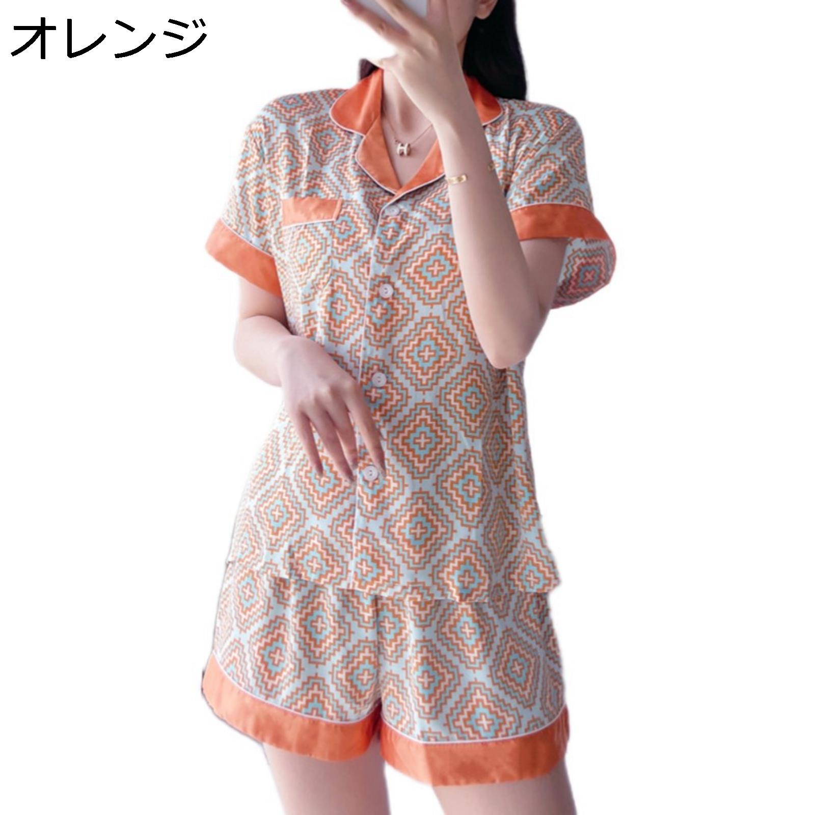 パジャマ レディース 寝間着 寝巻き 2点セット 半袖 ショートパンツ 夏服 チェック柄 薄手 柔らかい肌触り 涼しい 通気性 カジュアル おしゃれ 上下セット ファッション 昼寝着 日常 お出かけ