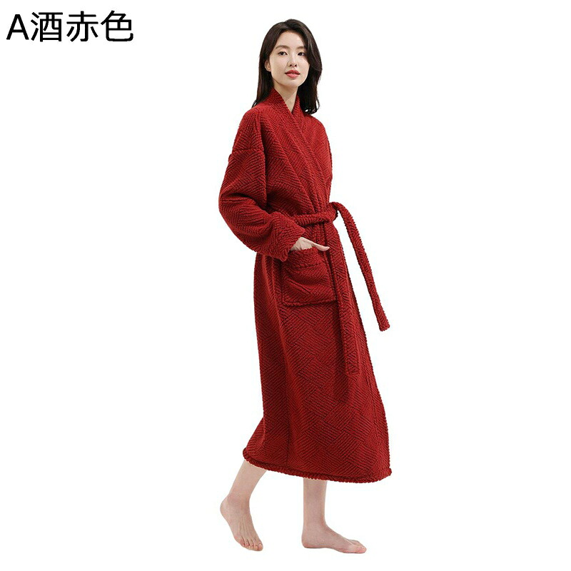 ナイトガウン バスローブ レディース 前開き 冬服 通気性 吸水速乾 保温性 vネック シンプル 厚手 浴衣 カップル 男女兼用 あったか ゆったり もこもこ リラックス パジャマ 家着 誕生日 普段用