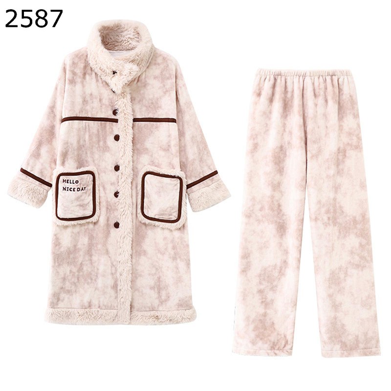 パジャマ 秋冬服 レディース もこもこ ルームウェア ホームウェア 保温防寒 暖か 前開き 長袖 厚手 ふわもこ 柔らか サンゴネル トップス ポケット付き カジュアル 贈り物 普段着 室内服