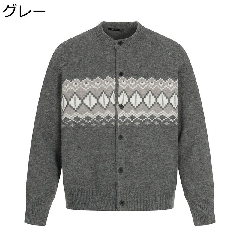 メンズ 長袖 カーディガン ニット ジャカード 花柄 アウター 羽織 秋服 エスニック 民族風 レトロ クルーネック 前開き セーター ボタンアップ 日常着用 ストリート 合わせやすい ゆったり お出掛け スクール|magnifico18