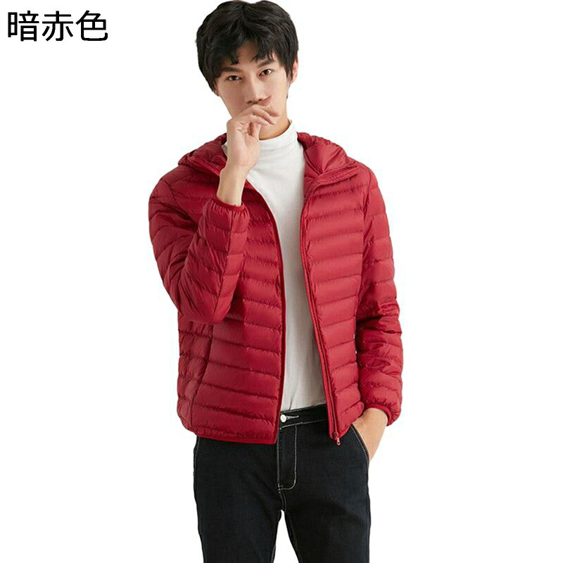 中綿ジャケット メンズ 厚手 無地 紅 防寒着 スリム フード付き S-3XL 防寒ジャケット ジップ 薄手 軽量 軽防寒 普段着 保温 中綿入れ アウター 動きやすい 冬服 ファッション アウトドア